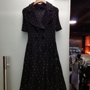 K200414 polka dot four button dress