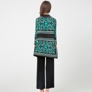Jialing K90823 waist, diamond studded, pleated, color blocked, fashionable and casual, slightly high neck, autumn style women's loose and high stretch top：圖片 4