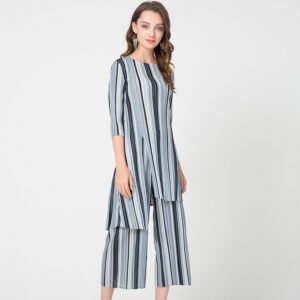 K90803 Jia Ning New Product Digital Irregular 2019 Autumn/Winter Folded Women's Two Piece Set