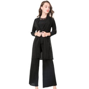 K90812 long sleeved 3-piece Jia Ning pleated autumn and winter new women's static color fashion set：圖片 13
