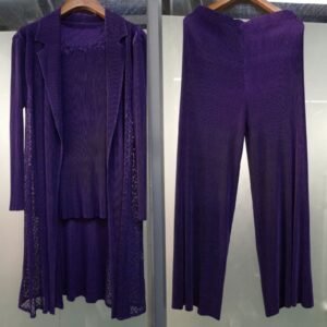 K90812 long sleeved 3-piece Jia Ning pleated autumn and winter new women's static color fashion set：圖片 9