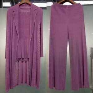 K90812 long sleeved 3-piece Jia Ning pleated autumn and winter new women's static color fashion set：圖片 10