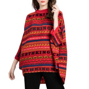 K90916 high neck printed bat shirt Jia Ning pleated bat sleeve top fashionable printed top：圖片 3