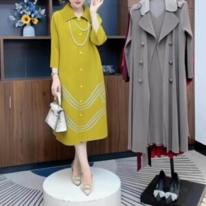 Jia Ning's new dress features a high waist, meat covering, versatile mid to long length, women's collar, floral temperament, and high-end pleated skirt：圖片 4