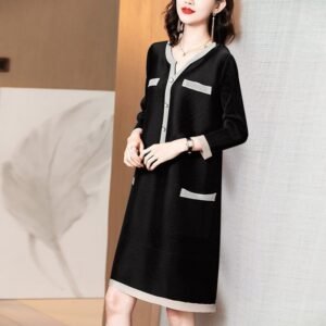 New autumn and winter 2024 fragrant woven dress with women's temperament French high-end contrasting color small fragrant minimalist style：圖片 6