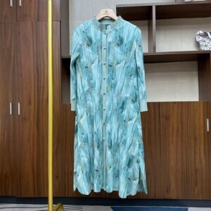 Miyake 2024 New Fashion Set Women's Medium Long Long Sleeve Round Neck Top Small and Versatile Two piece New Year's Dress：圖片 5