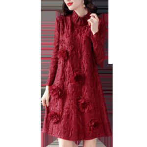 2021 Spring New Jia Ning pleated French socialite plus size slimming bottom loose dress k201112：圖片 2