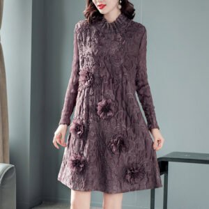 2021 Spring New Jia Ning pleated French socialite plus size slimming bottom loose dress k201112