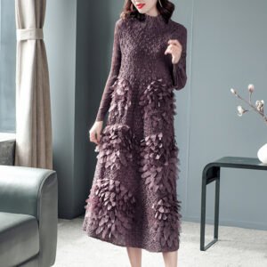 2023 Spring New Ethnic Style Medium length Design Sense Large Fat MM Jia Ning Folded Dress K201104：圖片 8