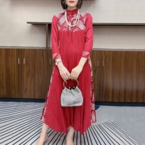Fashionable Miyake pleated high-end dress 2024 autumn loose new style temperament slimming pleated skirt covers the belly：圖片 6