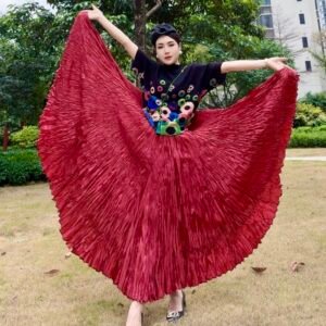 Jia Ning's new style temperament plus size loose women's clothing covers flesh trend pleated long skirt high waist square dance long skirt