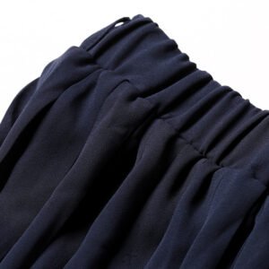 Elastic high waisted solid color versatile pleated wide leg pants for women, casual skirt pants, cropped pants, temperament for commuting, intellectual style：圖片 3