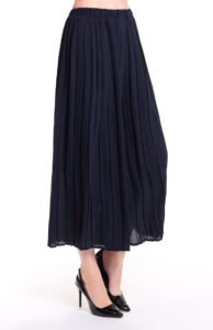 Elastic high waisted solid color versatile pleated wide leg pants for women, casual skirt pants, cropped pants, temperament for commuting, intellectual style：圖片 4