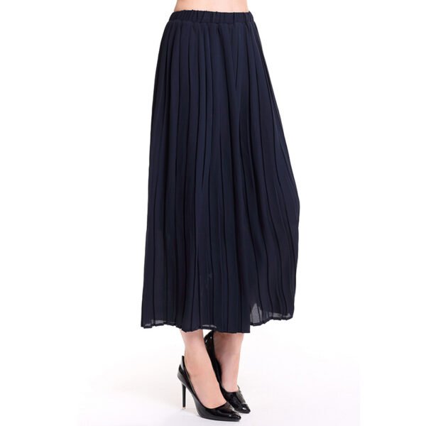 Elastic high waisted solid color versatile pleated wide leg pants for women, casual skirt pants, cropped pants, temperament for commuting, intellectual style