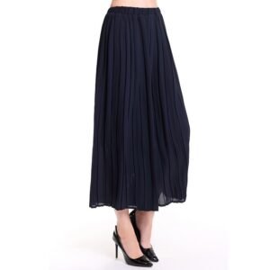 Elastic high waisted solid color versatile pleated wide leg pants for women, casual skirt pants, cropped pants, temperament for commuting, intellectual style