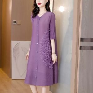 Jia Ning pleated versatile fashionable dress, slimming and stylish, mm cardigan, three-dimensional floral dress：圖片 5