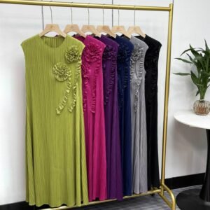 Jia Ning pleated round neck loose and versatile fashionable temperament women's sleeveless top rose dress with pleats for slimming：圖片 4