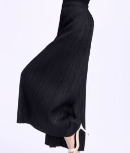 JW90830 Jia Ning's new product from 2017, static color vertical stripe loose casual wide leg swing pants：圖片 3