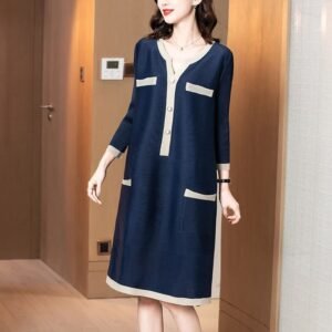 New autumn and winter 2024 fragrant woven dress with women's temperament French high-end contrasting color small fragrant minimalist style：圖片 3