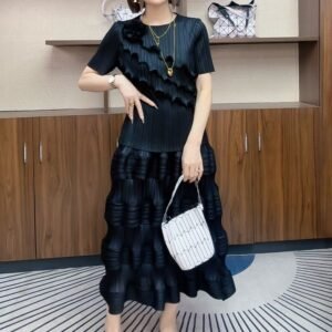 T-shirt short sleeved loose top with lotus leaf for slimming effect, new summer base, outer wear, round neck to cover flesh, explosive item to cover belly, Korean version：圖片 5
