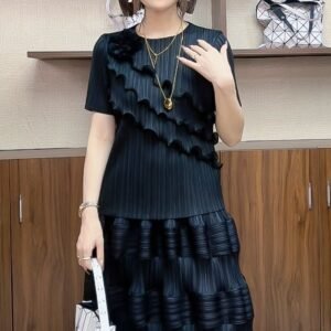 T-shirt short sleeved loose top with lotus leaf for slimming effect, new summer base, outer wear, round neck to cover flesh, explosive item to cover belly, Korean version：圖片 9
