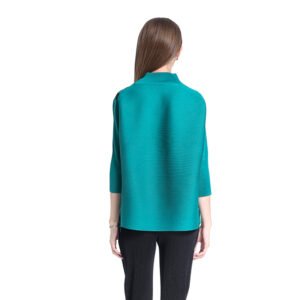 New European and American V-shaped color blocked high neck tassel fashionable spring and autumn women's top loose slimming plus size office outfit：圖片 10