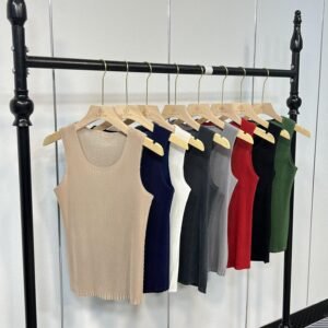 Large base ice silk vest, summer new item, knitted sleeveless loose fit, worn for slimming, round neck solid color vest top：圖片 4