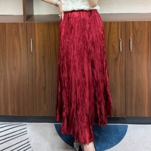 Jia Ning's new style temperament plus size loose women's clothing covers flesh trend pleated long skirt high waist square dance long skirt：圖片 6