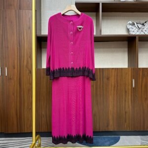 Skinny Mom Round Neck Lady Dress Set, Two Piece Temperament Dress, Small Fragrant Style, Noble and Elegant Dress Set, Fashionable：圖片 10