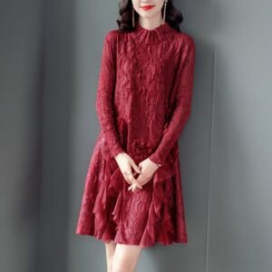 Miyake pleated high-end heavy industry embroidered dress in large size for autumn and winter 2024 new base women's clothing temperament embroidered skirt：圖片 3