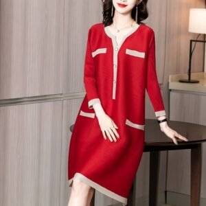 New autumn and winter 2024 fragrant woven dress with women's temperament French high-end contrasting color small fragrant minimalist style：圖片 7