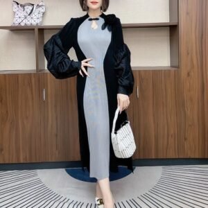 Large size retro autumn new style Chinese style dress Qipao women's clothing slightly overweight mm slimming waist improvement noble：圖片 2