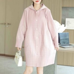 Jia Ning's versatile loose plus size pleated cotton jacket for women, thick fabric hooded cotton jacket, simple commuting warmth, winter solid color：圖片 4