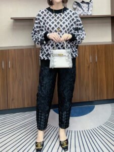 Autumn and winter plus size new slimming casual pants jacquard pencil pants 2024 thick wide leg loose pants cover flesh：圖片 6