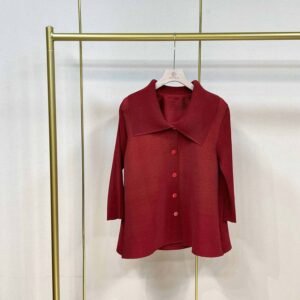 Slimming autumn mom's stylish cardigan new loose doll collar top striped big collar solid color top temperament：圖片 3