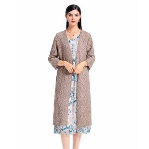 K20180318 Original European and American Chiffon Heavy Industry Special Pressure Fashion Elegant Large Size Windbreaker Coat Women's Wear