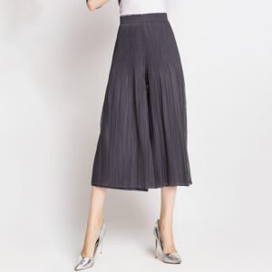 K80730 original high-end pleated high waist slim fit wide leg pants fashionable plus size autumn new product wholesale：圖片 2