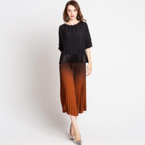 Jia Ning wrinkled half body casual pants skirt 2022 new spring clothing women's mid to long style loose oversized fat mm middle-aged mother：圖片 5