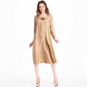 K80825 Elegant boutique pleated dress 2018 Jianing original palace style evening dress mid length dress：圖片 7