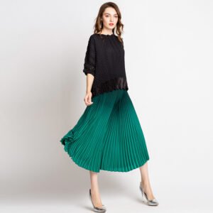 Jia Ning wrinkled half body casual pants skirt 2022 new spring clothing women's mid to long style loose oversized fat mm middle-aged mother：圖片 9