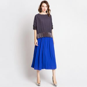 K80722 autumn high-end European and American pleated high waisted solid color pants skirt fashion Jia Ning creative plus size women's pants wholesale：圖片 7