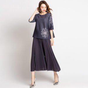 K80807 Jia Ning Original Design High Waist 100 Fold Wide Leg Pants Fashion High End Autumn Women's Large Casual Pants：圖片 4