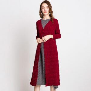 K80911 European and American high-end heavy-duty pleated socialite autumn coat windbreaker fashionable plus size Jianing original women's clothing：圖片 2