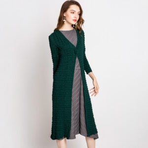 K80911 European and American high-end heavy-duty pleated socialite autumn coat windbreaker fashionable plus size Jianing original women's clothing：圖片 4