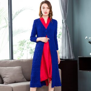 K80911 European and American high-end heavy-duty pleated socialite autumn coat windbreaker fashionable plus size Jianing original women's clothing