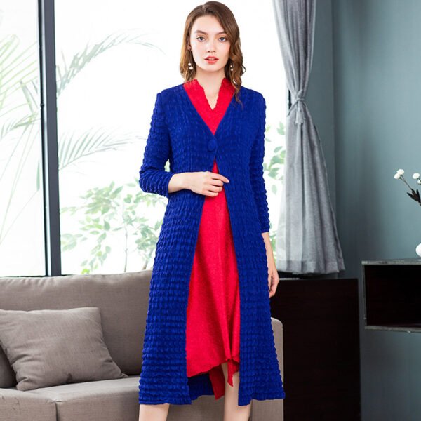 K80911 European and American high-end heavy-duty pleated socialite autumn coat windbreaker fashionable plus size Jianing original women's clothing