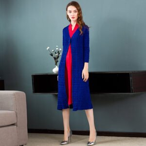 K80911 European and American high-end heavy-duty pleated socialite autumn coat windbreaker fashionable plus size Jianing original women's clothing：圖片 8