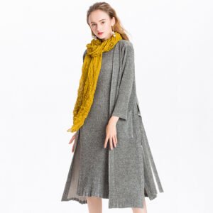 K81102 woolen two-piece set Jianing 2018 winter new pleated dress+long windbreaker jacket：圖片 2