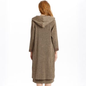K8107JiaNing new winter coat woolen hooded cardigan medium long pleated jacket：圖片 4