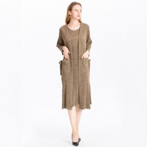 K81102 woolen two-piece set Jianing 2018 winter new pleated dress+long windbreaker jacket：圖片 7